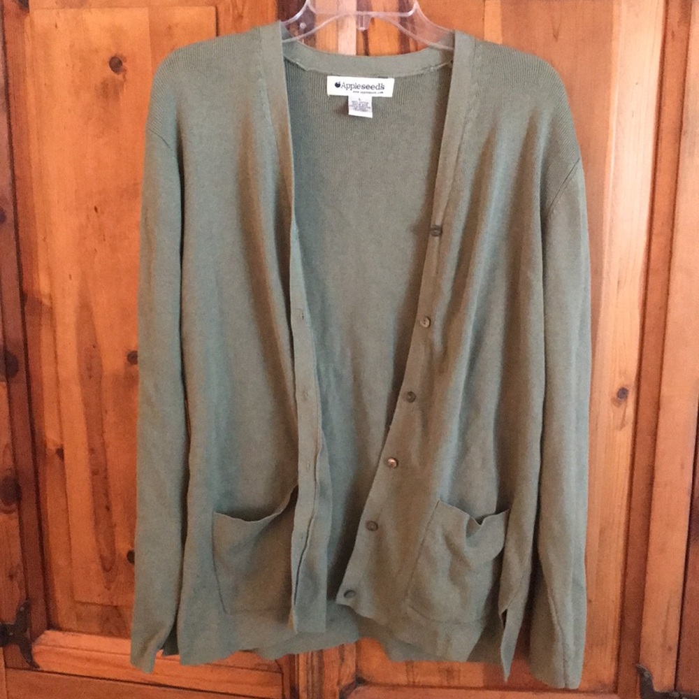 Appleseed’s cardigan for women, sage green, size L